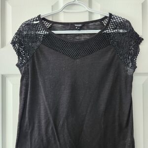 Express Black Crochet Sleeve Blouse